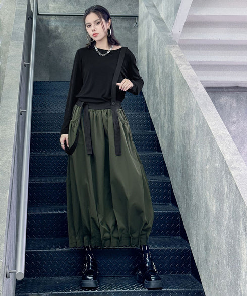 Cord Loose Suspender Skirt